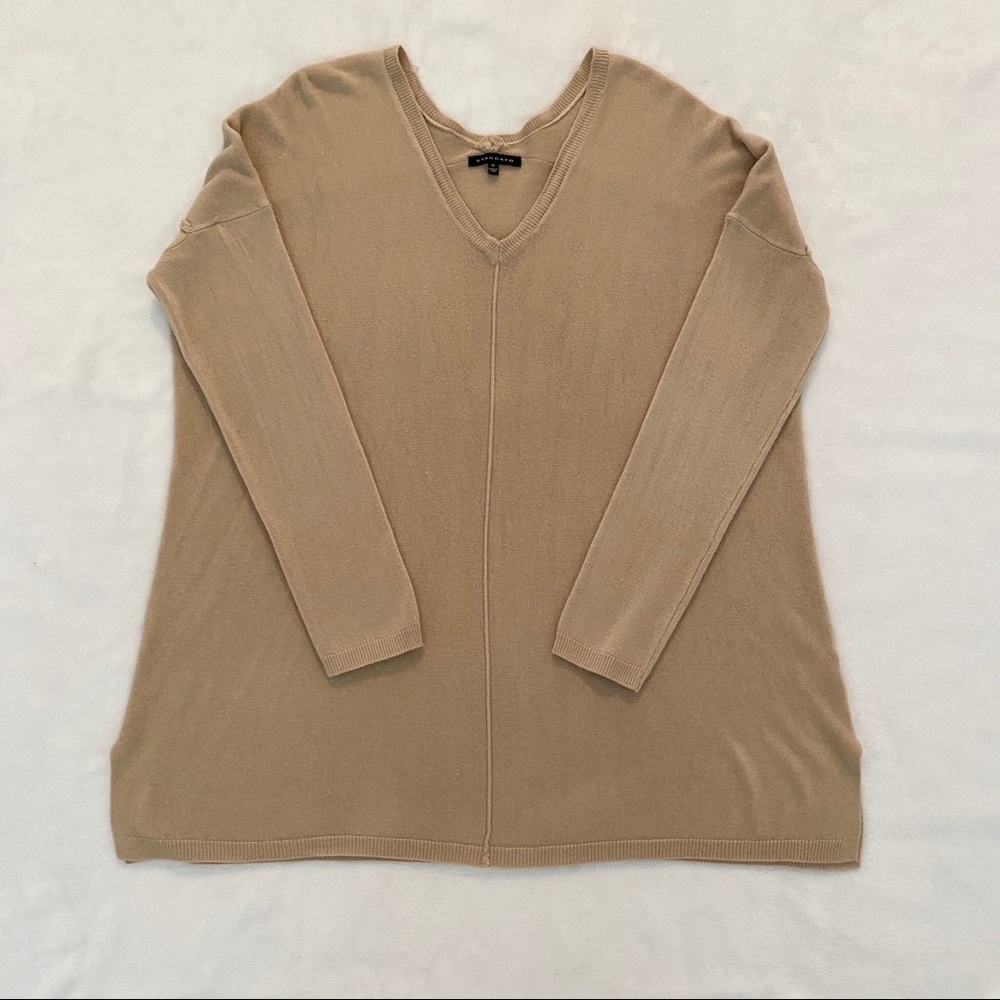 Staccato Tan Camel V Neck Relaxed Fit Sweater Top